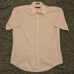 Men's Beige Short Sleeve Button Down Shirt